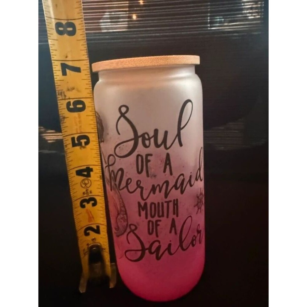 Glass Printed Straw Tumbler